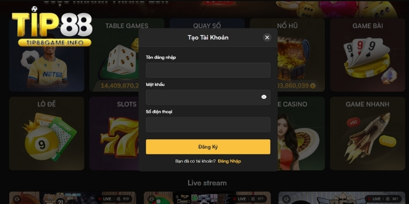 Hướng dẫn chi tiết cách tạo tài khoản TIP88